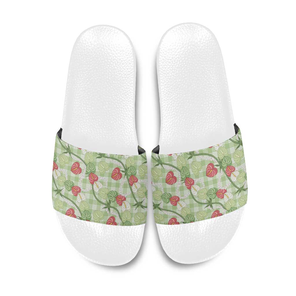 Anthurium Pikake Ti Leaf Palaka Slide Sandals Green Version LT01 Green - Polynesian Pride