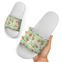 Anthurium Pikake Ti Leaf Palaka Slide Sandals Green Version LT01 - Polynesian Pride