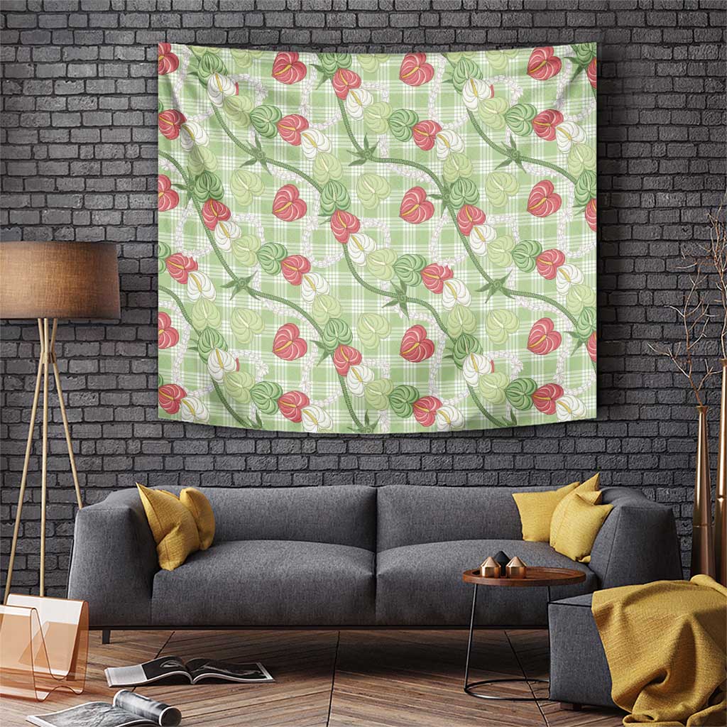 Anthurium Pikake Ti Leaf Palaka Tapestry Green Version LT01 Green - Polynesian Pride