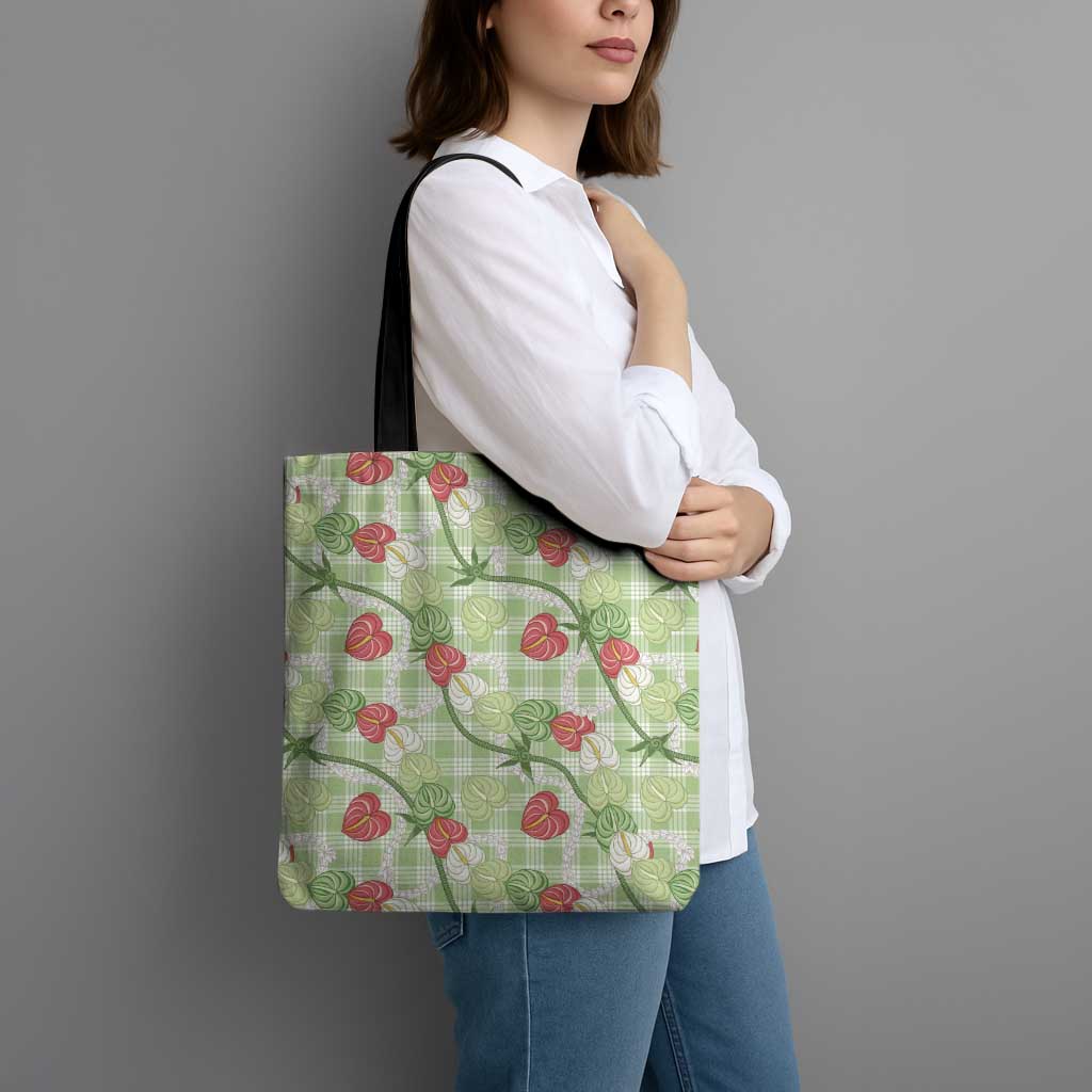 Anthurium Pikake Ti Leaf Palaka Tote Bag Green Version LT01 - Polynesian Pride