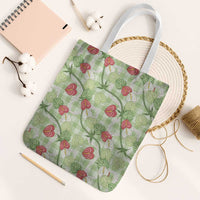 Anthurium Pikake Ti Leaf Palaka Tote Bag Green Version LT01 White Strap One Size Green - Polynesian Pride