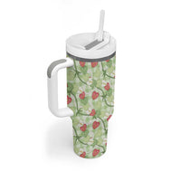 Anthurium Pikake Ti Leaf Palaka Tumbler With Handle Green Version LT01 - Polynesian Pride