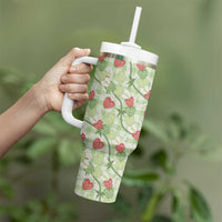 Anthurium Pikake Ti Leaf Palaka Tumbler With Handle Green Version LT01 - Polynesian Pride
