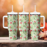 Anthurium Pikake Ti Leaf Palaka Tumbler With Handle Green Version LT01 - Polynesian Pride