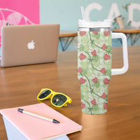 Anthurium Pikake Ti Leaf Palaka Tumbler With Handle Green Version LT01 - Polynesian Pride