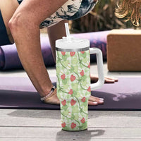 Anthurium Pikake Ti Leaf Palaka Tumbler With Handle Green Version LT01 - Polynesian Pride