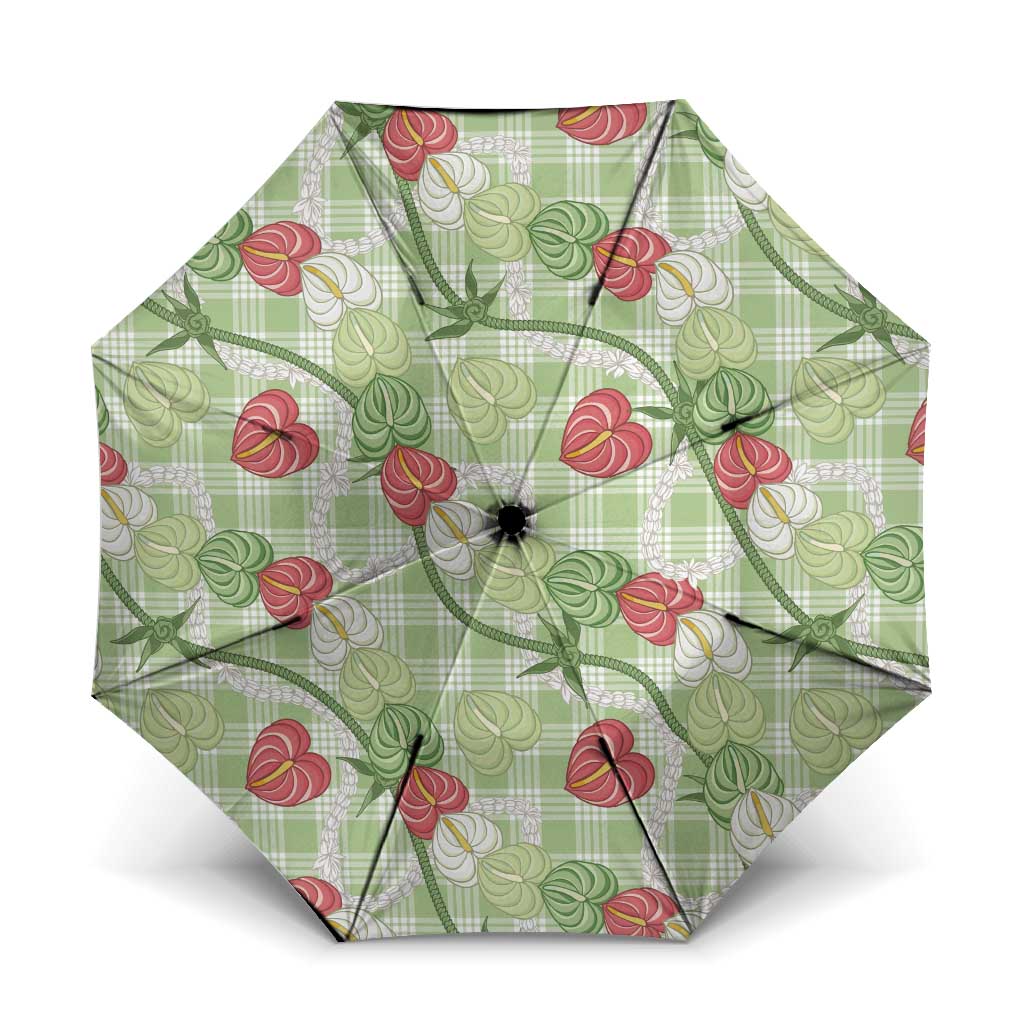 Anthurium Pikake Ti Leaf Palaka Umbrella Green Version LT01 One Size Folded 11.42 inch Opened Diameter 37.4 inch Green - Polynesian Pride
