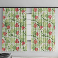 Anthurium Pikake Ti Leaf Palaka Window Curtain Green Version LT01 With Hooks Green - Polynesian Pride