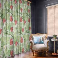Anthurium Pikake Ti Leaf Palaka Window Curtain Green Version LT01 - Polynesian Pride