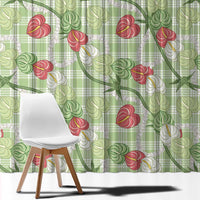Anthurium Pikake Ti Leaf Palaka Window Curtain Green Version LT01 - Polynesian Pride