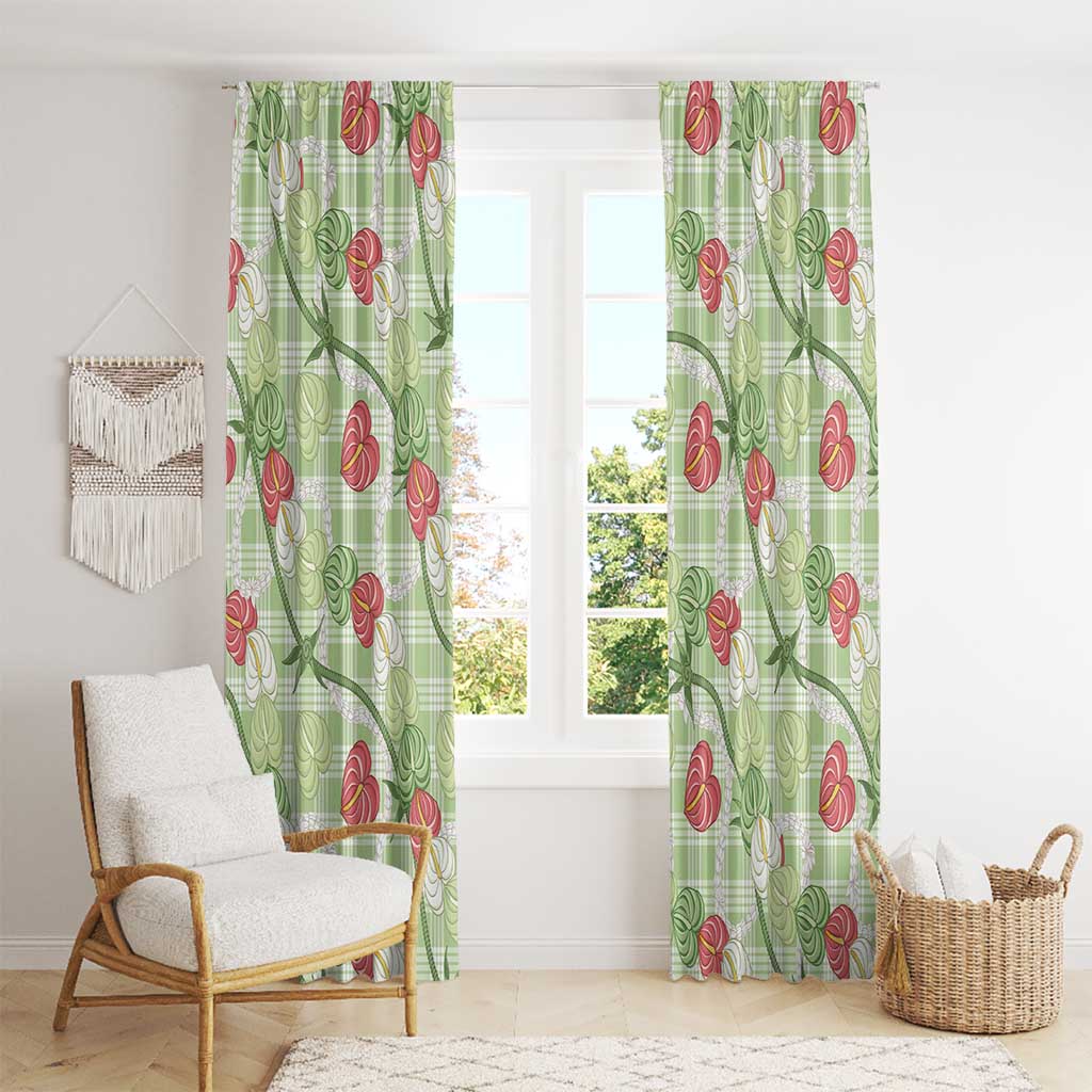 Anthurium Pikake Ti Leaf Palaka Window Curtain Green Version LT01 - Polynesian Pride