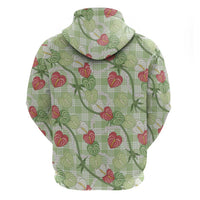 Anthurium Pikake Ti Leaf Palaka Zip Hoodie Green Version LT01 - Polynesian Pride