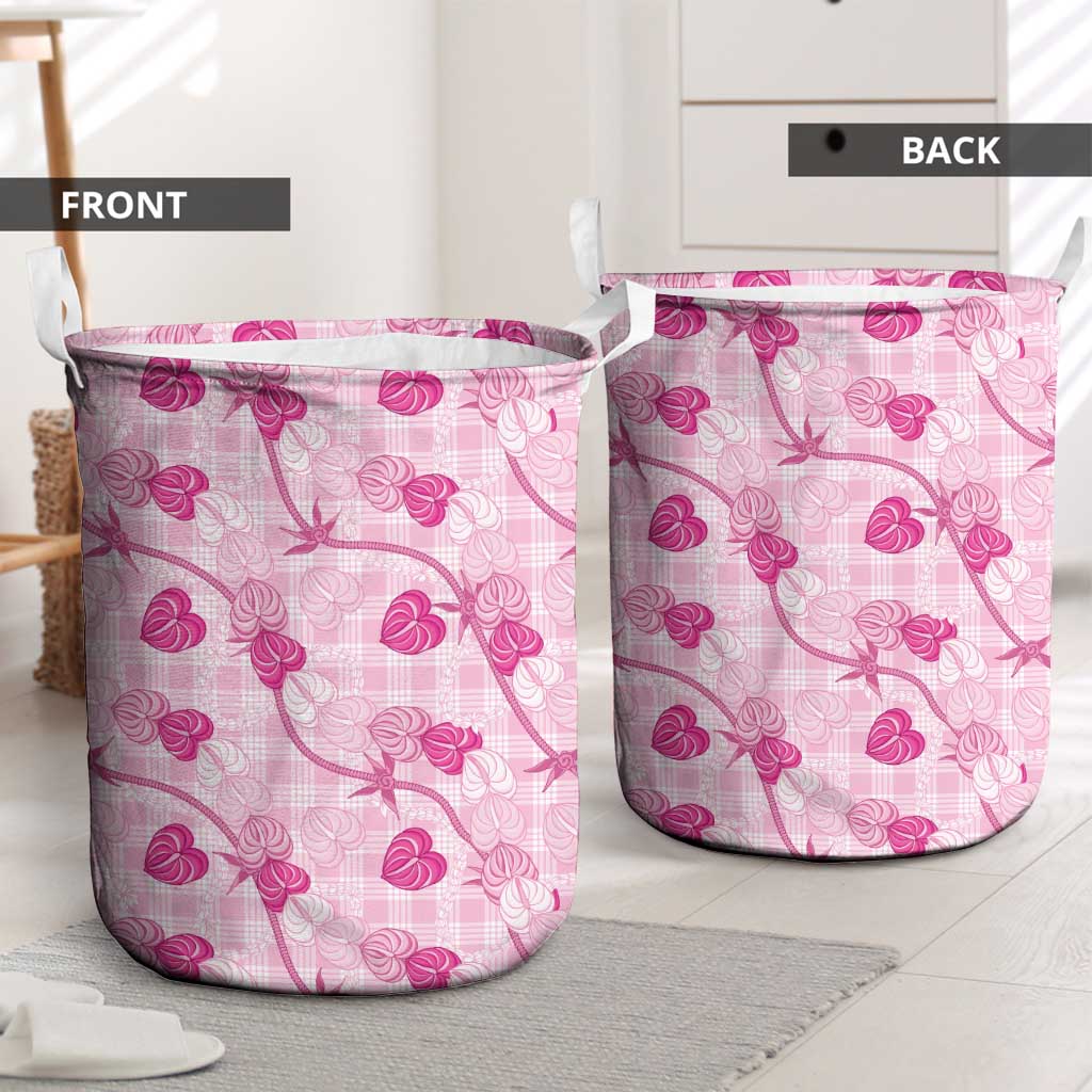 Anthurium Pikake Ti Leaf Palaka Laundry Basket Pink Version LT01 - Polynesian Pride