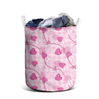 Anthurium Pikake Ti Leaf Palaka Laundry Basket Pink Version LT01 - Polynesian Pride