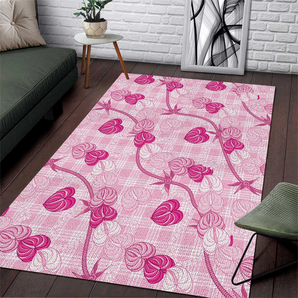 Anthurium Pikake Ti Leaf Palaka Area Rug Pink Version LT01 Pink - Polynesian Pride