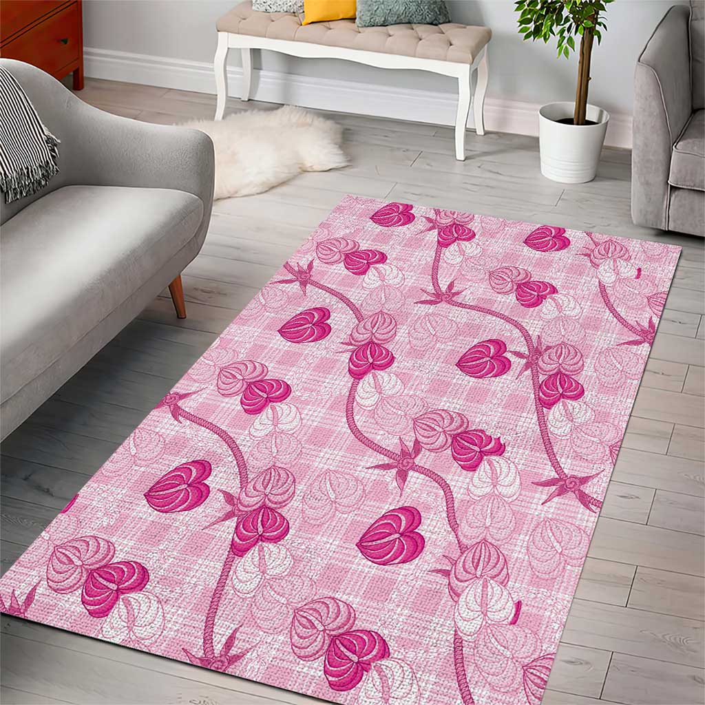 Anthurium Pikake Ti Leaf Palaka Area Rug Pink Version LT01 - Polynesian Pride