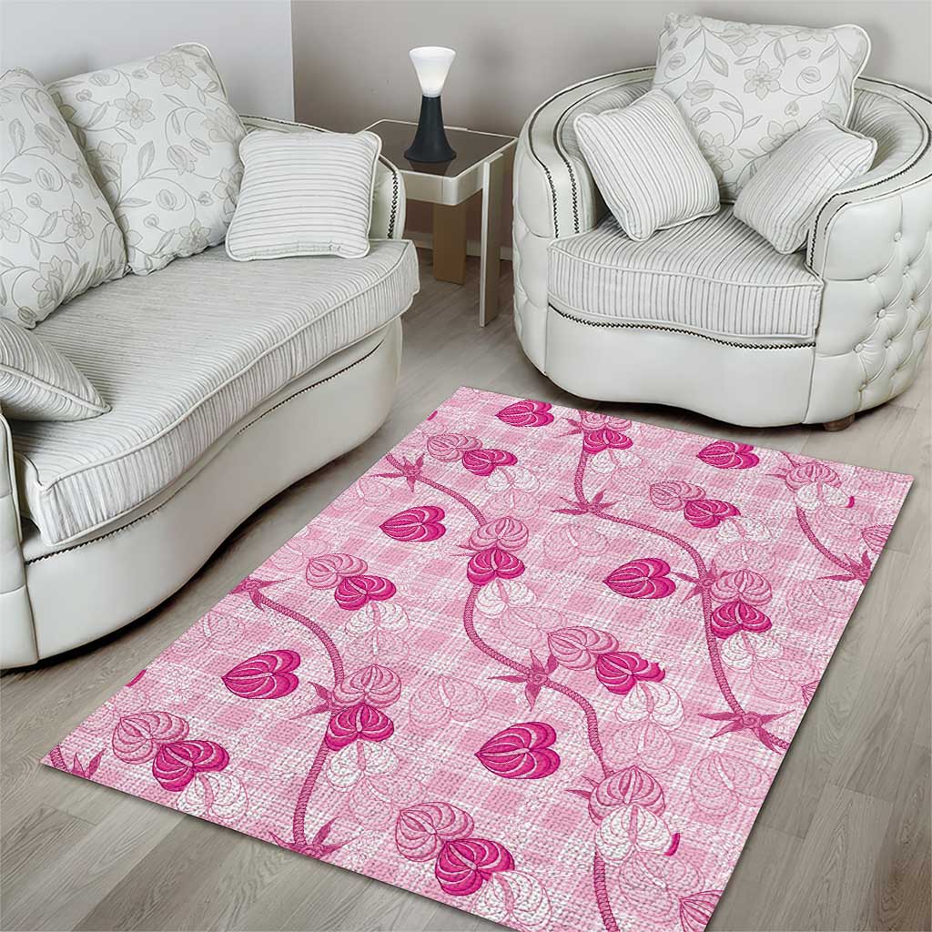 Anthurium Pikake Ti Leaf Palaka Area Rug Pink Version LT01 - Polynesian Pride