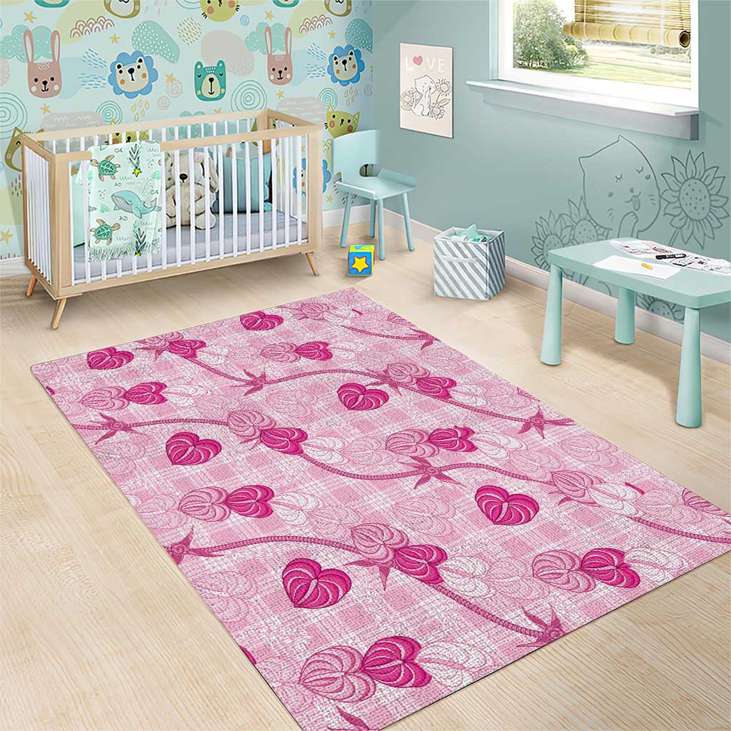 Anthurium Pikake Ti Leaf Palaka Area Rug Pink Version LT01 - Polynesian Pride