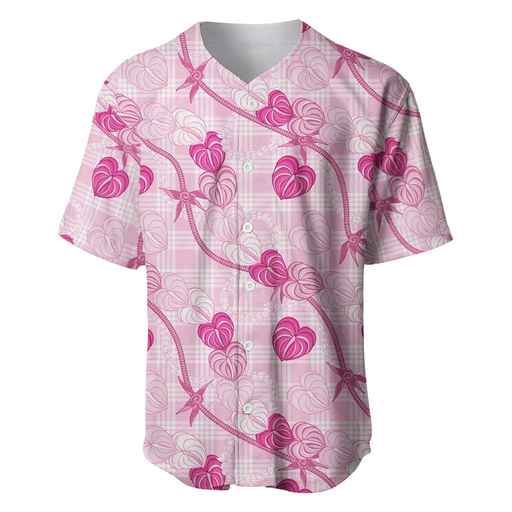 Anthurium Pikake Ti Leaf Palaka Baseball Jersey Pink Version LT01 Pink - Polynesian Pride