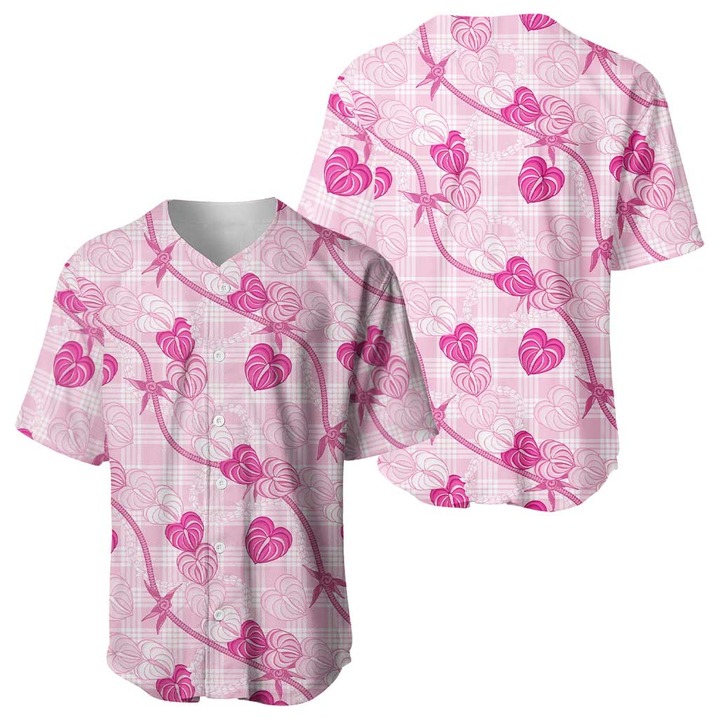 Anthurium Pikake Ti Leaf Palaka Baseball Jersey Pink Version LT01 - Polynesian Pride