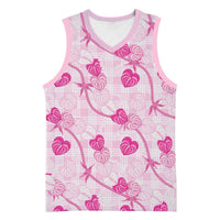 Anthurium Pikake Ti Leaf Palaka Basketball Jersey Pink Version LT01 Unisex Pink - Polynesian Pride