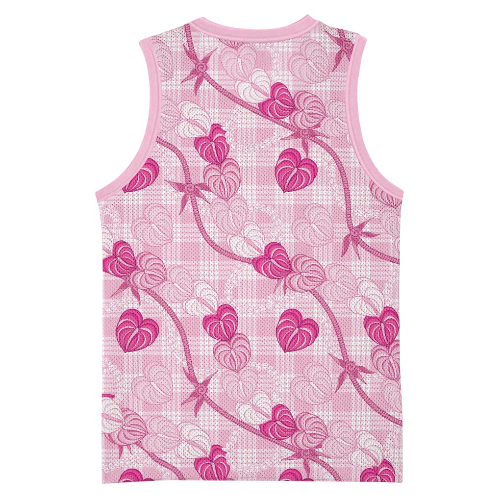 Anthurium Pikake Ti Leaf Palaka Basketball Jersey Pink Version LT01 - Polynesian Pride