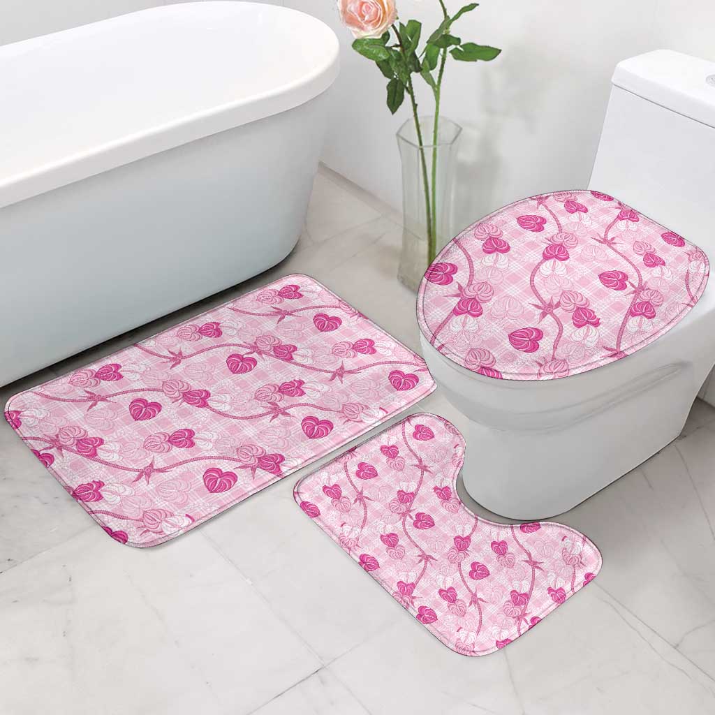 Anthurium Pikake Ti Leaf Palaka Bathroom Set Pink Version LT01 - Polynesian Pride