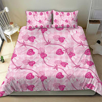 Anthurium Pikake Ti Leaf Palaka Bedding Set Pink Version LT01 - Polynesian Pride