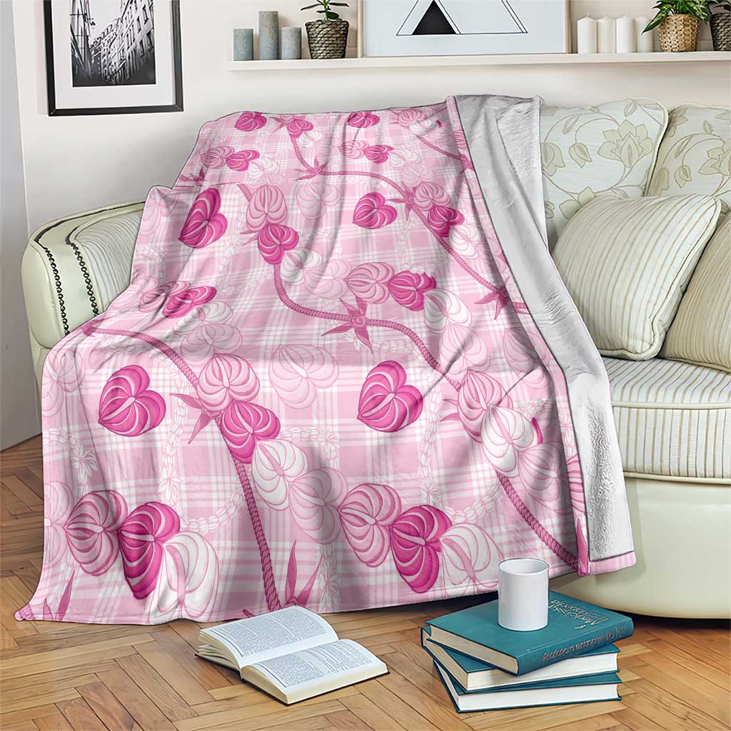 Anthurium Pikake Ti Leaf Palaka Blanket Pink Version LT01 Pink - Polynesian Pride
