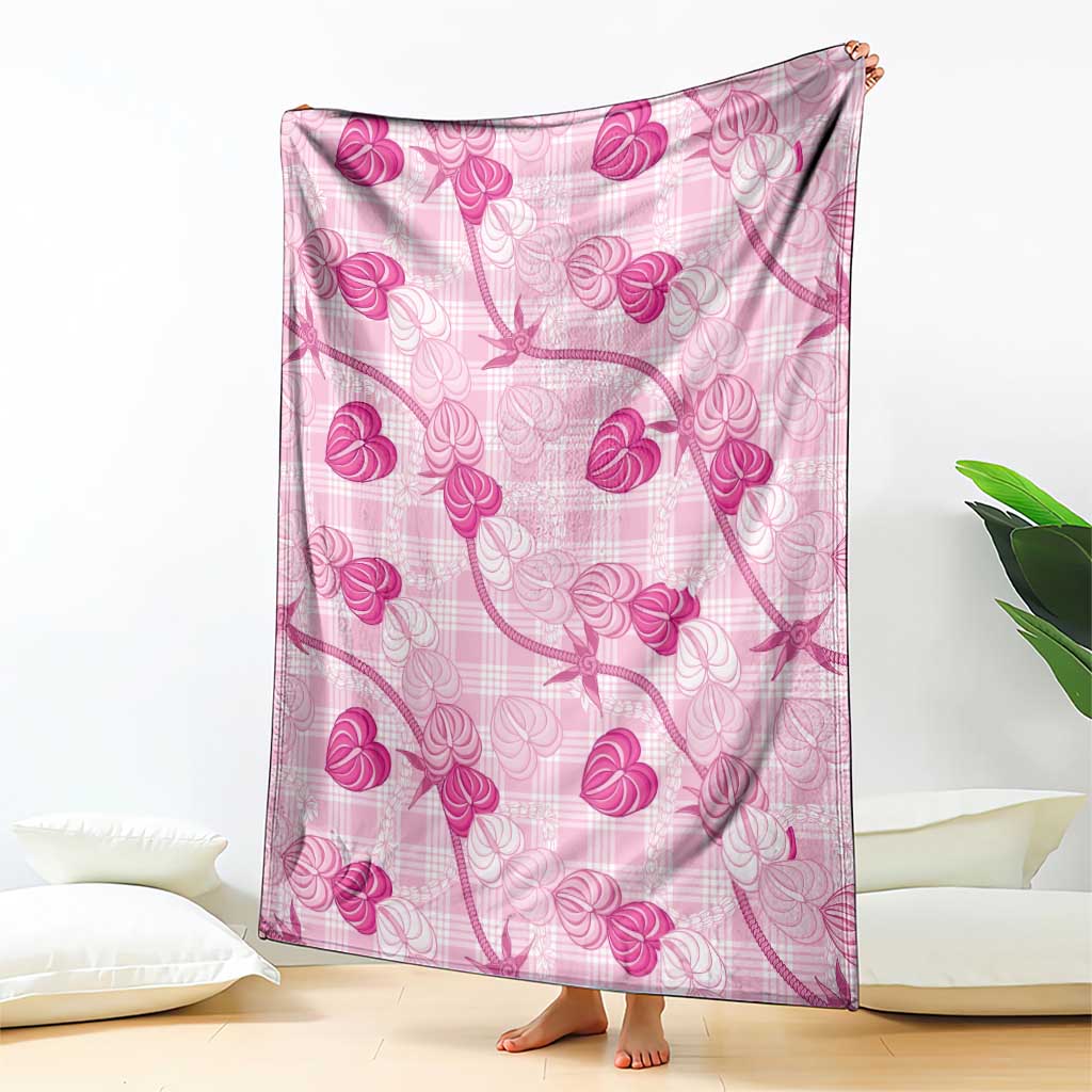 Anthurium Pikake Ti Leaf Palaka Blanket Pink Version LT01 - Polynesian Pride