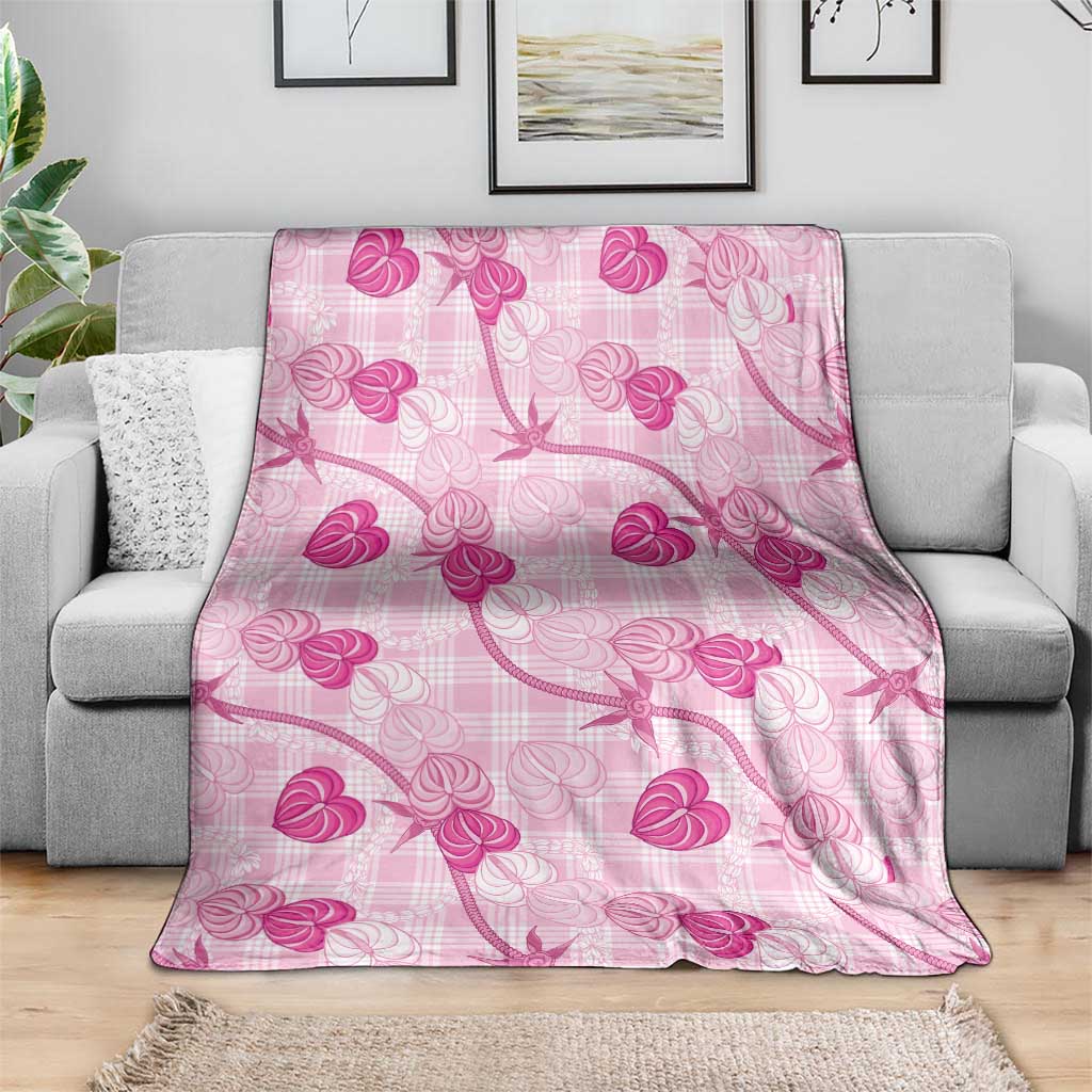 Anthurium Pikake Ti Leaf Palaka Blanket Pink Version LT01 - Polynesian Pride