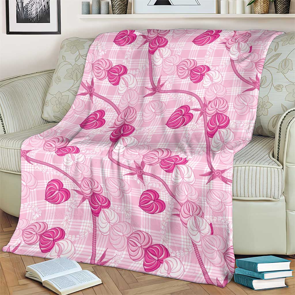 Anthurium Pikake Ti Leaf Palaka Blanket Pink Version LT01 - Polynesian Pride