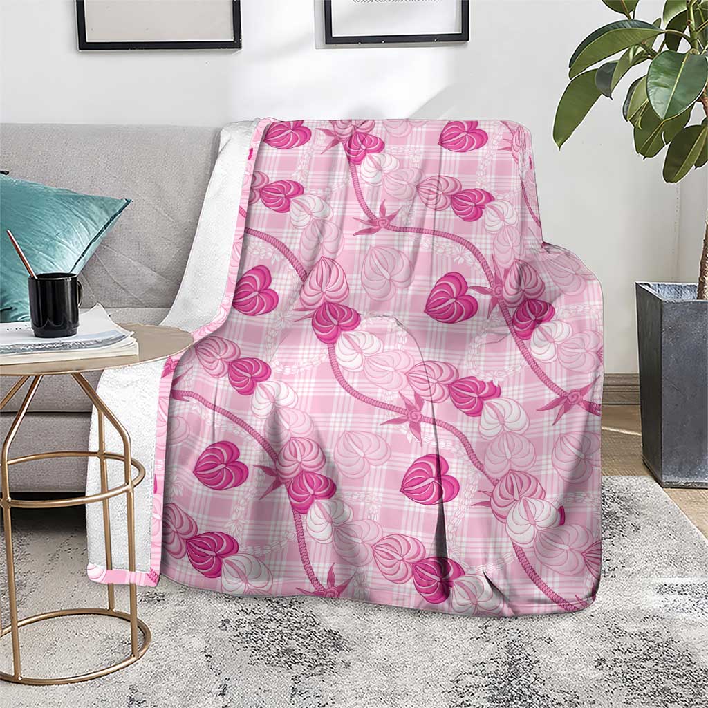 Anthurium Pikake Ti Leaf Palaka Blanket Pink Version LT01 - Polynesian Pride