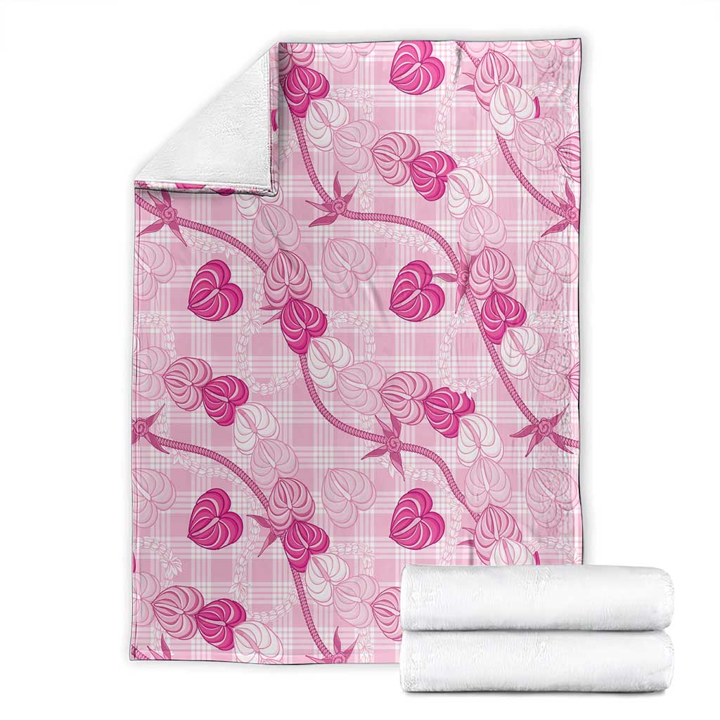 Anthurium Pikake Ti Leaf Palaka Blanket Pink Version LT01 - Polynesian Pride