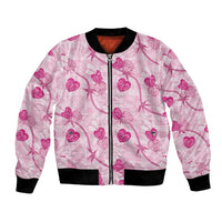 Anthurium Pikake Ti Leaf Palaka Bomber Jacket Pink Version LT01 Unisex Pink - Polynesian Pride
