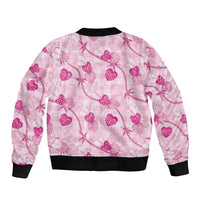 Anthurium Pikake Ti Leaf Palaka Bomber Jacket Pink Version LT01 - Polynesian Pride