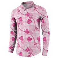 Anthurium Pikake Ti Leaf Palaka Button Sweatshirt Pink Version LT01 - Polynesian Pride