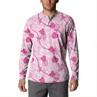 Anthurium Pikake Ti Leaf Palaka Button Sweatshirt Pink Version LT01 - Polynesian Pride