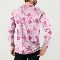 Anthurium Pikake Ti Leaf Palaka Button Sweatshirt Pink Version LT01 - Polynesian Pride