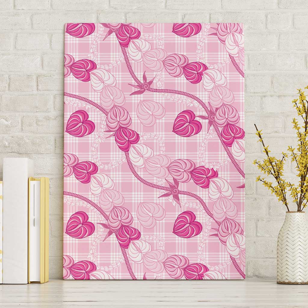 Anthurium Pikake Ti Leaf Palaka Canvas Wall Art Pink Version LT01 Without Frame Pink - Polynesian Pride