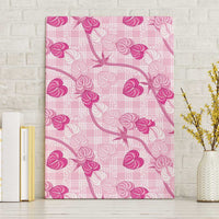 Anthurium Pikake Ti Leaf Palaka Canvas Wall Art Pink Version LT01 Without Frame Pink - Polynesian Pride