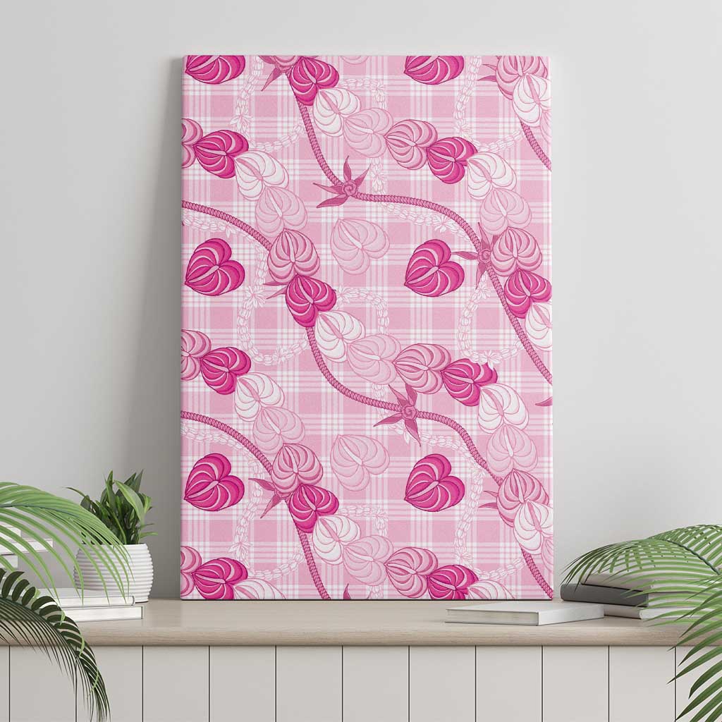 Anthurium Pikake Ti Leaf Palaka Canvas Wall Art Pink Version LT01 - Polynesian Pride