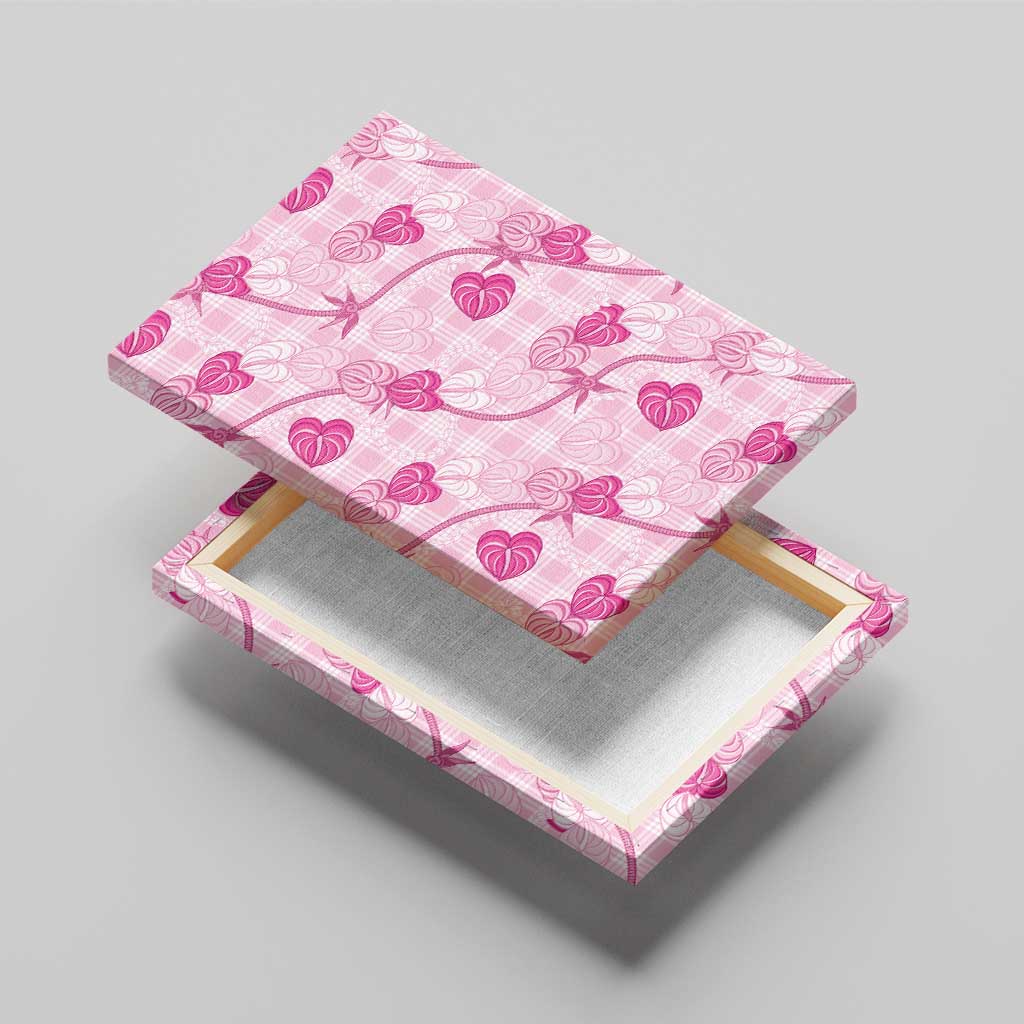 Anthurium Pikake Ti Leaf Palaka Canvas Wall Art Pink Version LT01 - Polynesian Pride