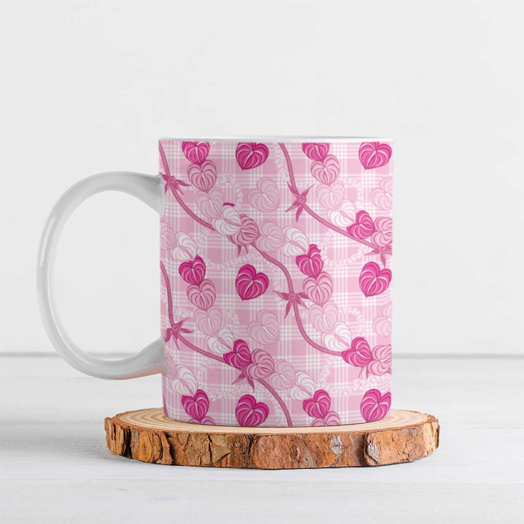 Anthurium Pikake Ti Leaf Palaka Ceramic Mug Pink Version LT01 Pink - Polynesian Pride