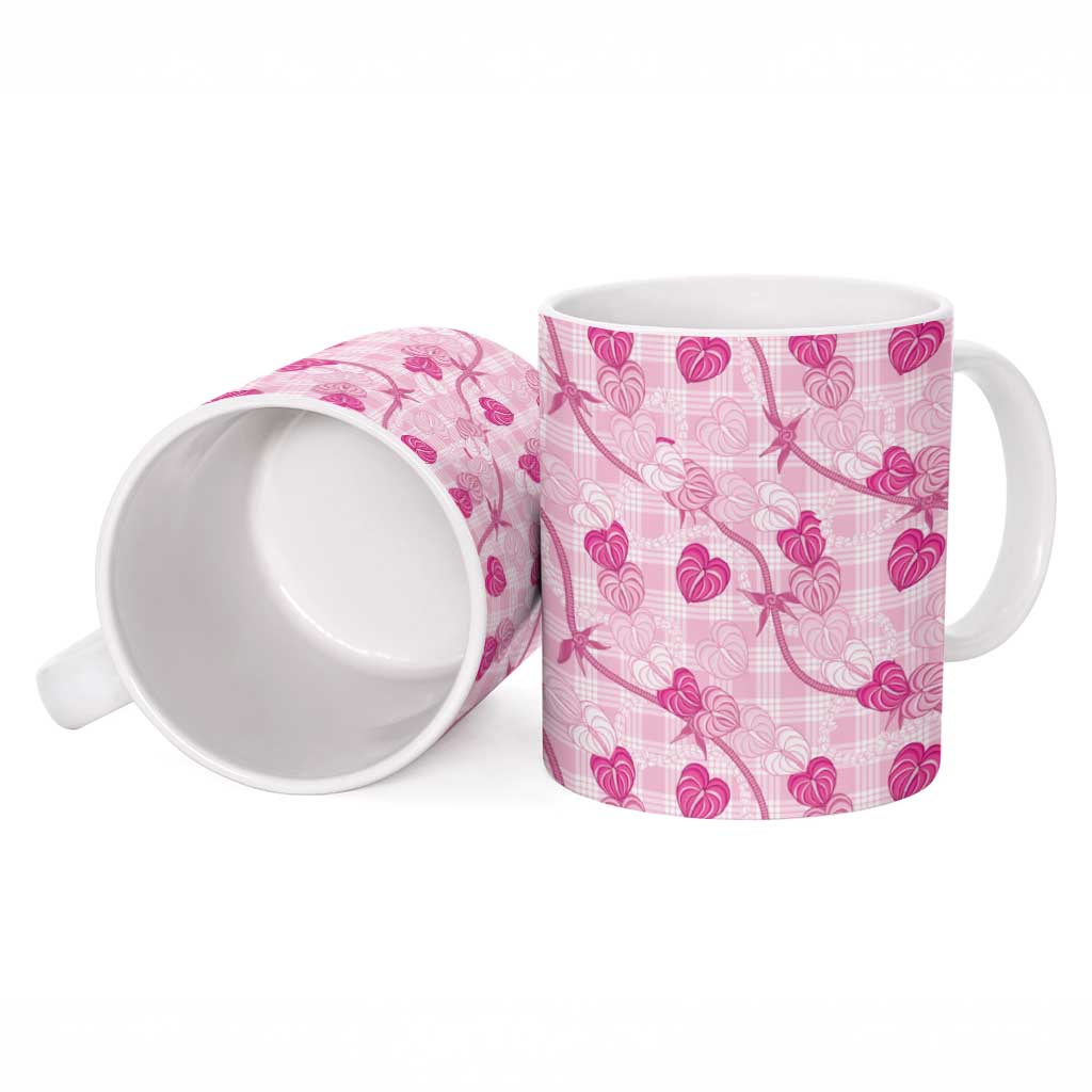Anthurium Pikake Ti Leaf Palaka Ceramic Mug Pink Version LT01 - Polynesian Pride