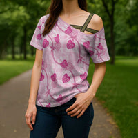 Anthurium Pikake Ti Leaf Palaka Cross Shoulder Shirt Pink Version LT01 - Polynesian Pride