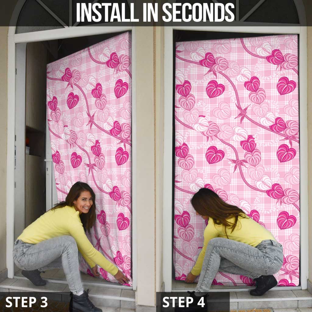 Anthurium Pikake Ti Leaf Palaka Door Cover Pink Version LT01 - Polynesian Pride