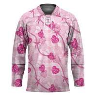 Anthurium Pikake Ti Leaf Palaka Hockey Jersey Pink Version LT01 Unisex Pink - Polynesian Pride