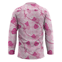 Anthurium Pikake Ti Leaf Palaka Hockey Jersey Pink Version LT01 - Polynesian Pride