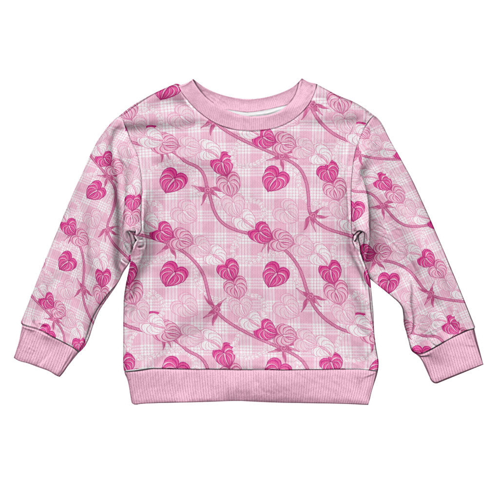 Anthurium Pikake Ti Leaf Palaka Kid Ugly Christmas Sweater Pink Version LT01 Kid Pink - Polynesian Pride